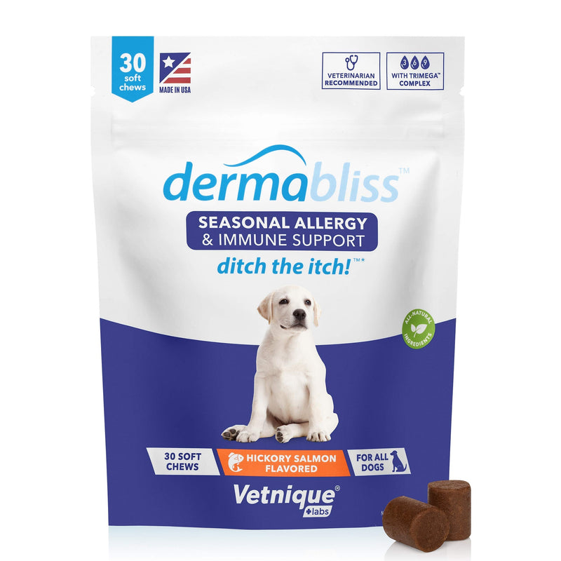 Dermabliss Allergy Chews 30ct and Glandex Anal Gland Support Chews 60ct Bundle Dog Vitamins & Supplements, Anal Gland Dog Treats with Probiotics, Dog Allergies Skin Treatment Soft Chew - PawsPlanet Australia