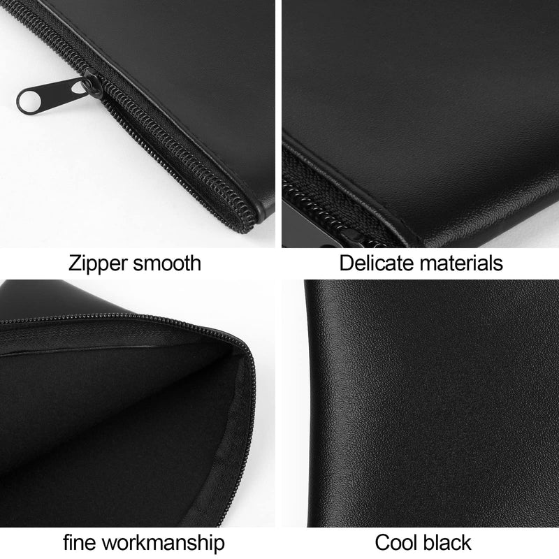 Joyberg 4Pack Money Bag 11 X 6", Safe Durable Waterproof PU Leather Bank Bag with Zipper for Cash, Coin, Checks, Makeup Bills Receipts Tool Storage (Black) 4 Pieces Black