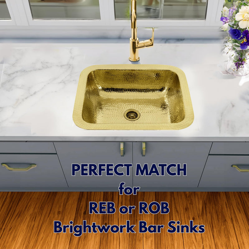 Nantucket Sinks NS-403PB Junior Duo Basket Strainer Drain for Bar Sink, Polished Brass