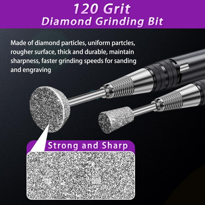 52Pcs Diamond Grinding Bit Polishing Kit Compatible with Dremel, Stone Carving Set Diamond Bits 1/8" (3mm) Shank Accessories for Stone Glass Ceramics Carving, Polishing, Grinding 52PCS