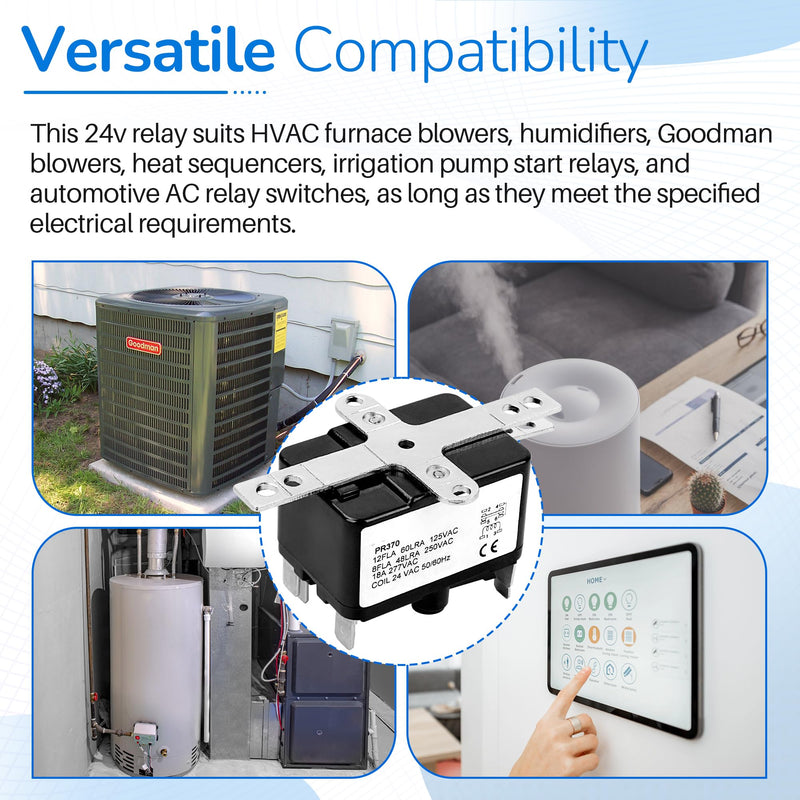 90370 General Purpose 24V AC Relay, 12A Load, SPDT Contacts – Reliable Fan Control for Electromechanical Applications