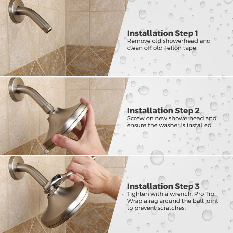 Pfister HydroFuse Shower Head, Shower Arm Not Included, 6-Function, 2.5 GPM, Spot Defense Brushed Nickel Finish, 015HF01GS
