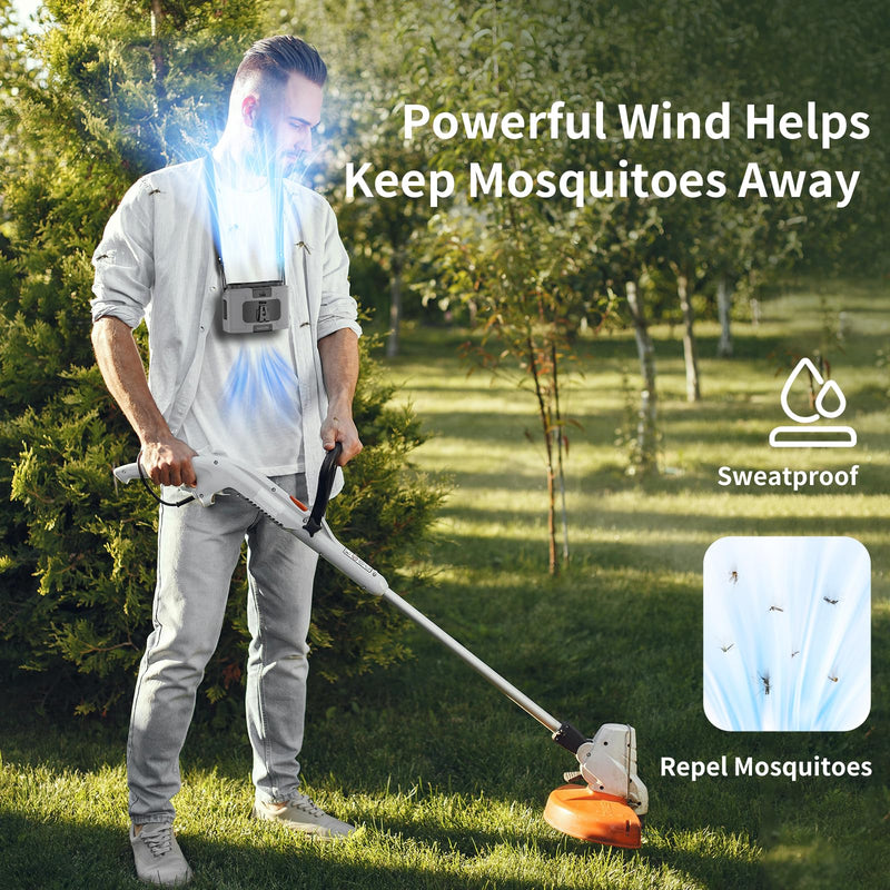 Socool 10000mAh Portable Waist Fan Clip on Wearable Belt Personal Fans Rechargeable Battery Operated, 20H Cooling with 10 Speeds & Dual Motors,Neck Hanging Hands-Free for Outdoor Travel Power Bank Gray
