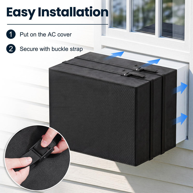 Window Air Conditioner Cover for Outside, 3 Layers Winter Insulation for Window AC Unit, Waterproof & Windproof & Dustproof, Heavy Duty Air Conditioner Covers Outdoor , 17"W x 13"H x 12"D, Black
