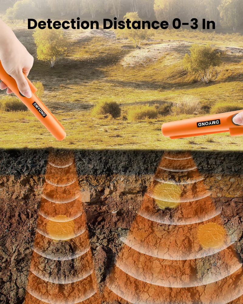Dmyond Metal Detector Pinpointer - Professional Waterproof Handheld Pin Pointer Wand - High Sensitivity 360° Detection - Search Treasure Pinpointing Finder Probe for Adults, Kids - Orange