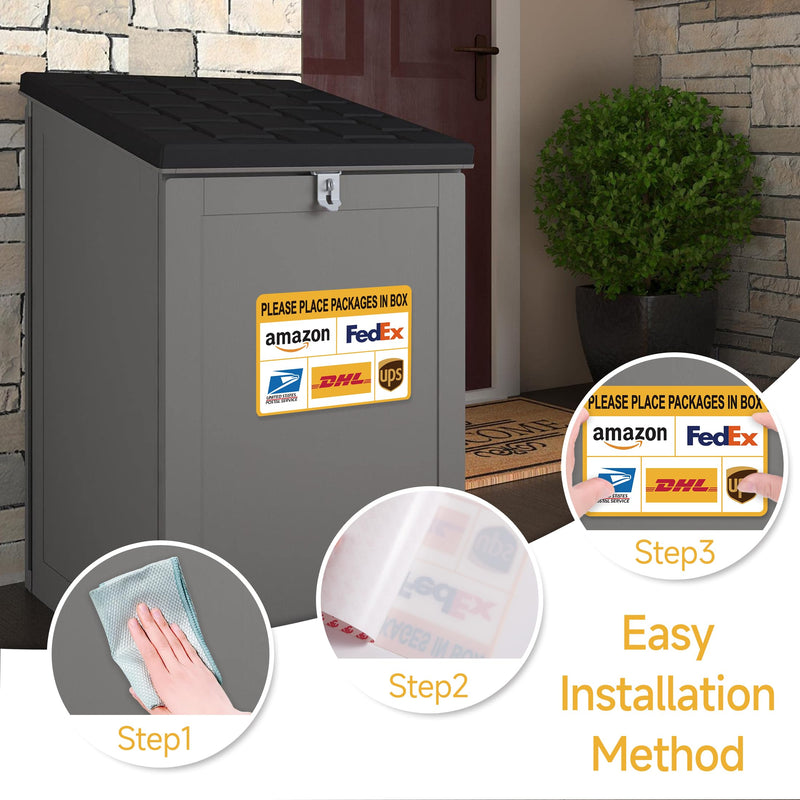 Please Leave Packages and Deliveries Here Sign，Self-Adhesive Weatherproof Delivery Signs for Packages, Please Place Packages in Box for Home，Office，Shop，Box, Door Place Packages in Box（yellow）