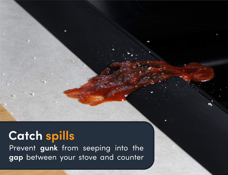 Linda’s Essentials Silicone Stove Gap Covers (2 Pack), Heat Resistant Oven Gap Filler Seals Gaps Between Stovetop and Counter, Easy to Clean Stove Gap Guard (25 Inches, Black) 25 Inches