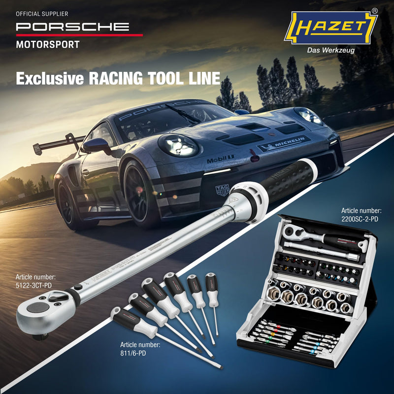 HAZET Porsche Motorsport Edition 811/6-PD Screw Driver Set 6-Piece PH Phillips and Slotted 3-Component Handle Red