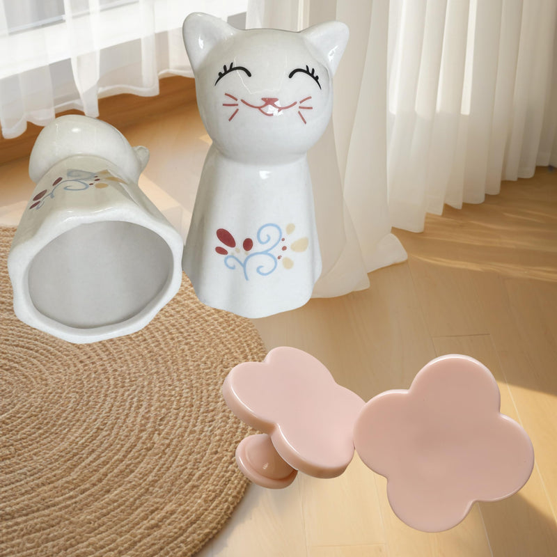 2Pcs Toilet Bolt Caps Decorative Animals Cat Ceramic Toilet Bolt Covers fit All Size Toilet Bolt Universal Toilet Caps