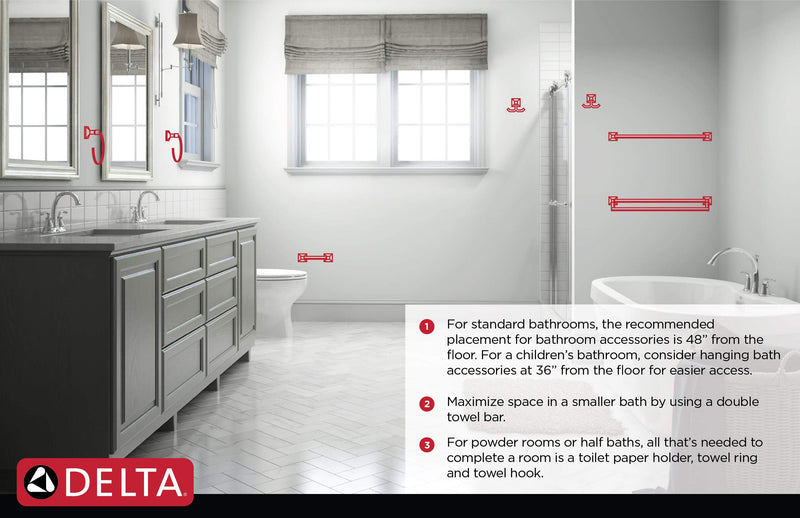 Delta Galeon (1-Pack) 8'' Towel Rack for Bathroom Stainless Steel Towel Bar for Bathroom Wall Hand Towel Holder Rod Wall Mounted Kitchen Towel Holder 77208-SS