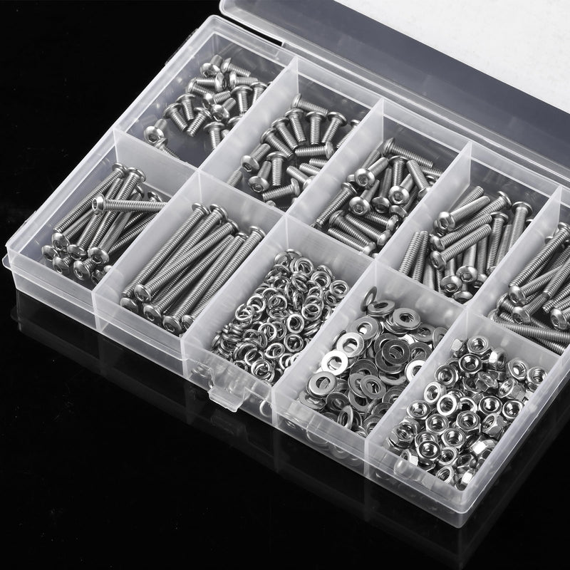 Mr. Pen- Nuts and Bolts Assortment Kit, 540 pcs, Stainless Steel, M3 Screws (7 Sizes 6-30mm)Button Head Socket Cap Screws Assorted Nuts and Bolts Nut Bolt and Washer Assortment Bolt and Nut Assortment