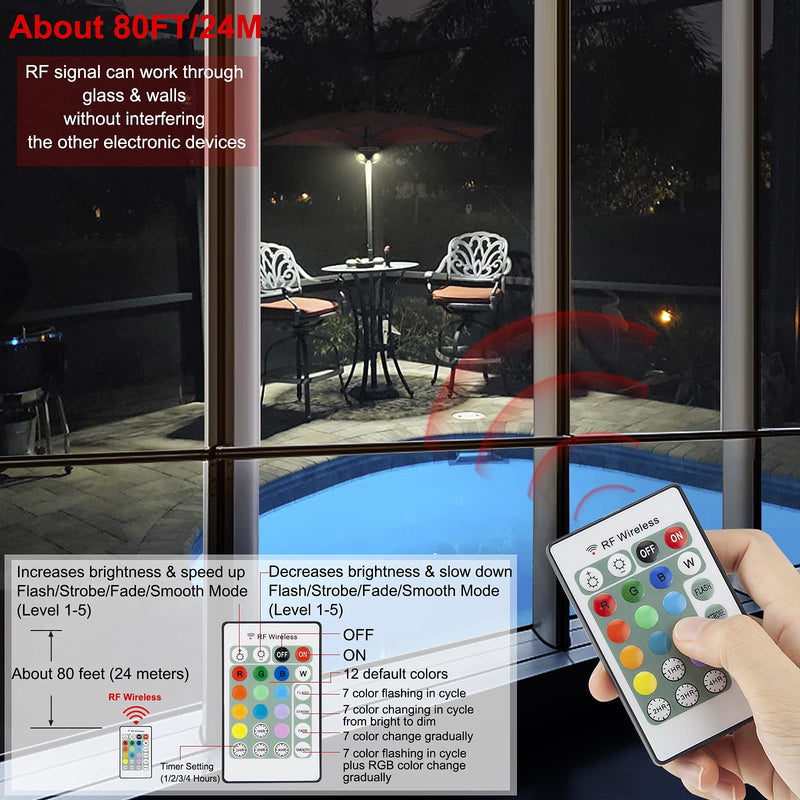 HONWELL Patio Umbrella Light Outdoor Wireless Battery Operated LED Table Umbrella Lights with Remote, 12 Color Changing Outside Umbrella Pole Light, Camping Lights for Umbrellas (Brown) brown