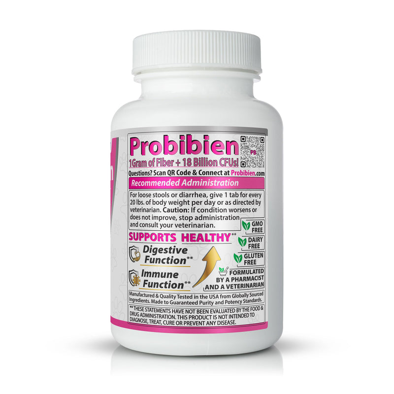 Probiotic for Dogs, 18 Billion CFUs +1 Gram of Fiber - 9 Native Gut Strains, Probiotic and Prebiotic Veterinary Supplement, Chew Tablets for Diarrhea, Gut Health and Immune Health.