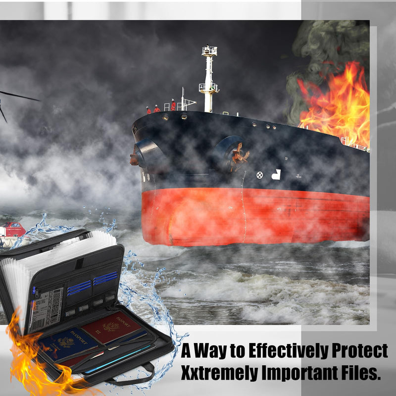 TaoBary Boat Document Organizer with 13 Pockets, Large Waterproof Document Holder, Fireproof Expanding File Folder, Water Resistant Boat Registration Holder Gift for, Shipper, Keep Safe, Organized