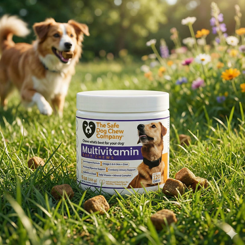 Multivitamin for Dogs –120 Chicken Flavored Soft Chews – Dog Vitamins and Supplements with Glucosamine, Chondroitin, MSM, Probiotics & Omega 3 Joint, Hip, Immune, Skin & Coat Support
