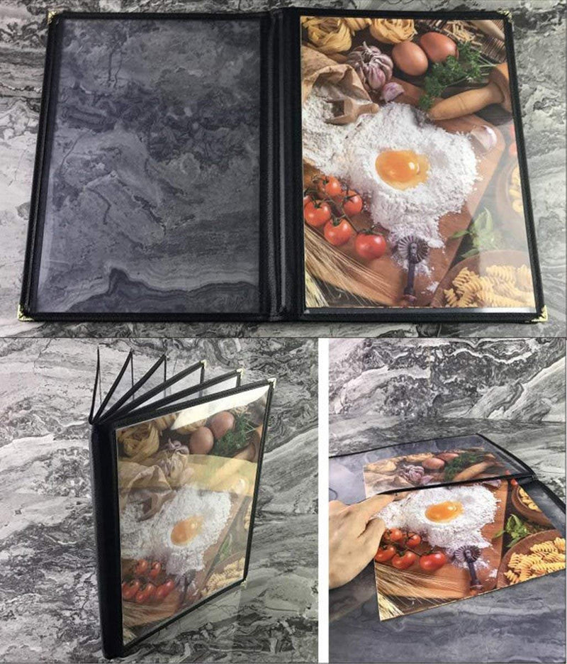 CABAX 4 Page 8 View Transparent Clear Restaurant Menu Covers, Fits A4 Size Paper (1 Pack)