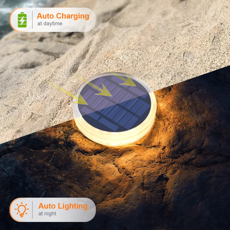 YiLaie Solar Step Lights Outdoor Waterproof, Warm White Stair Lights Solar Powered for Steps Deck Stair Yard Pathway (4 Pack) 4 Pack-Round