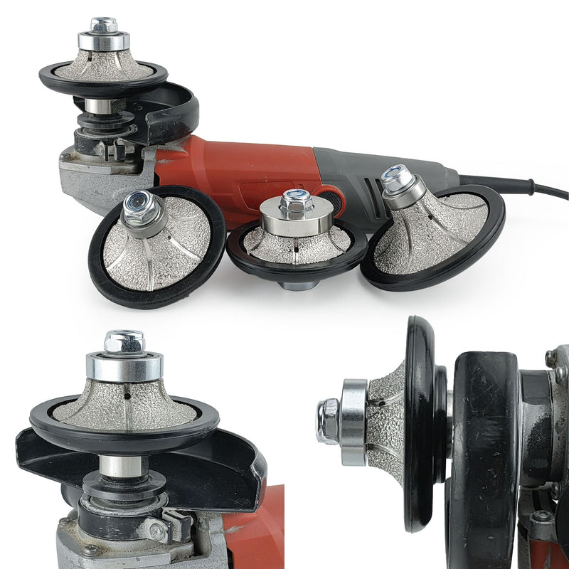 Vacuum brazed Diamond Profile Wheel Diamond Router Bit Chamfer Bit for Dry or Wet Profiling Porcelain Tile Ceramic Granite Marble Stone with 5/8"-11 Use on Angle Grinder B1065 (3/8" x 2-1/2") B1065 (3/8" x 2-1/2") B Half-Bullnose