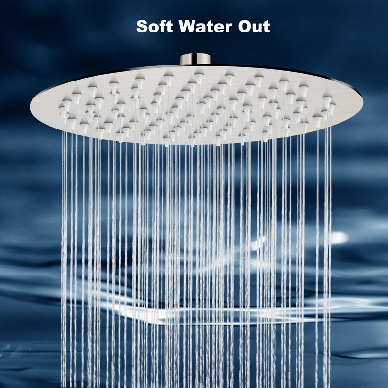 Midanya Round Rainfall Shower Head High Pressure Stainless Steel Waterfall Large Rain Shower Head Ultra Thin Design,Brushed Nickel 10 Inch Brushed Nickel