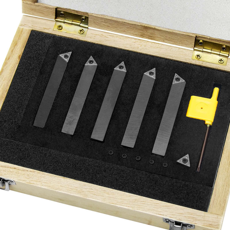 5/16" Indexable Carbide Turning Inserts Holder Set for Machining Lathes, 5 Pcs Set Metal Lathe Tools Inserts Bits with Carbide Inserts TCMT090204. 5/16"