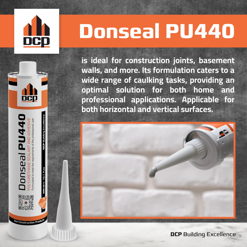 DCP Donseal PU440 Polyurethane Concrete Sealant 1 Pack– Non-Sag Concrete Caulk for Joints, Walls, Sidewalk, and Foundation, 10.1 fl. oz. Cartridge – Grey 1-Pack