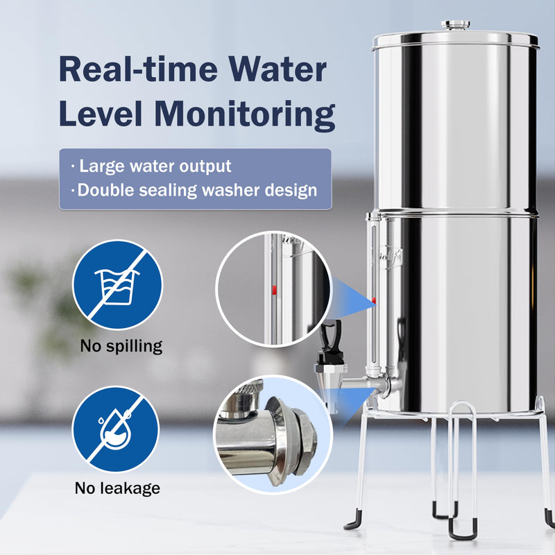 Frizzlife Sight Glass Spigot, Compatible with The berkey and Frizzlife G190, G210 Gravity-Fed Water Filtration System, Clear View Water Level with Red Floating Ball, Durable Metal Material