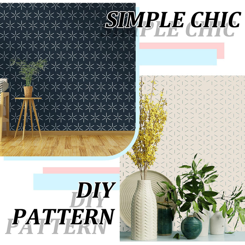 8 Pieces 12 x 12 Inch Herringbone Geometric Wall Modern Stencils Decor Reusable Film Decorative for Painting, Walls, Pattern (Simple Style)