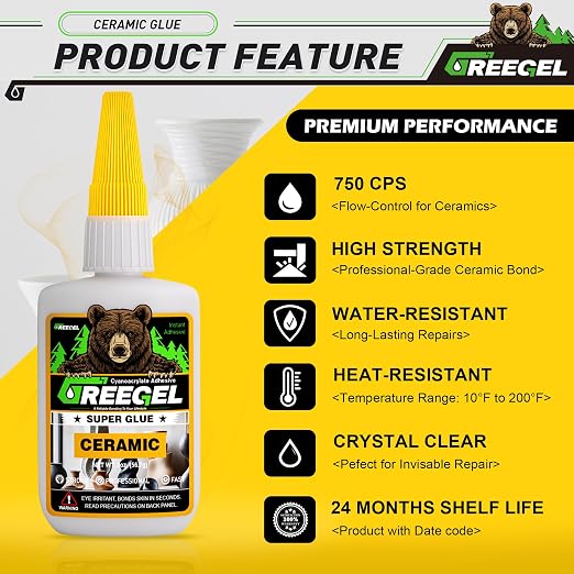 Ceramic Glue, Best Super Clear Glue for Porcelain, Pottery and China Repair, Food Safe Adhesive Kit for Mugs and Dishes, Also Effortlessly Bonds Wood, Glass, Plastic, Shoe, Crafts DIY and More Ceramic glue - NewNest Australia