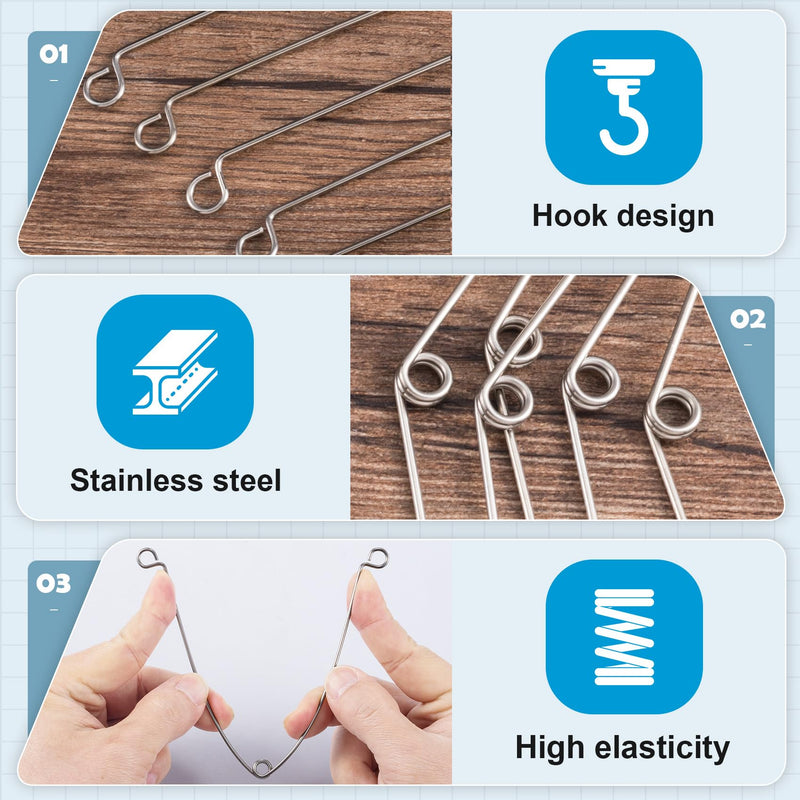 4Pcs Spring Clips for Recessed Light Fixtures, Metal Torsion Spring Clips, Spring Clip Replacements for Bathroom Fan, Ceiling Exhaust Fan, Shower Recessed Lighting Trim -Silver