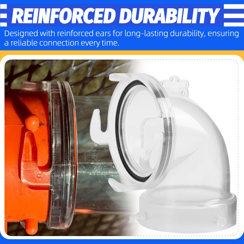 90° Clearview RV Sewer Hose Adapter with 3" Bay Lug - Durable, Leak-Proof Connection 90°