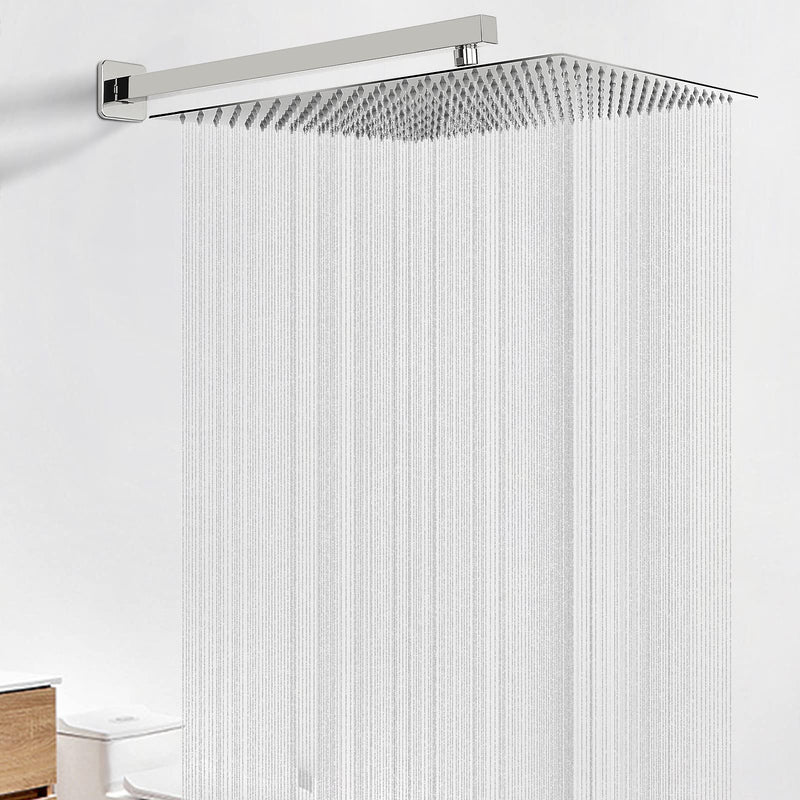 HarJue Shower Arm, Rain Shower Head Extension Extender, With Flange and Teflon Tape, Made of Thicken Stainless Steel for Bathroom Rainfall Showerhead (20 Inch, Chrome) 20 Inch