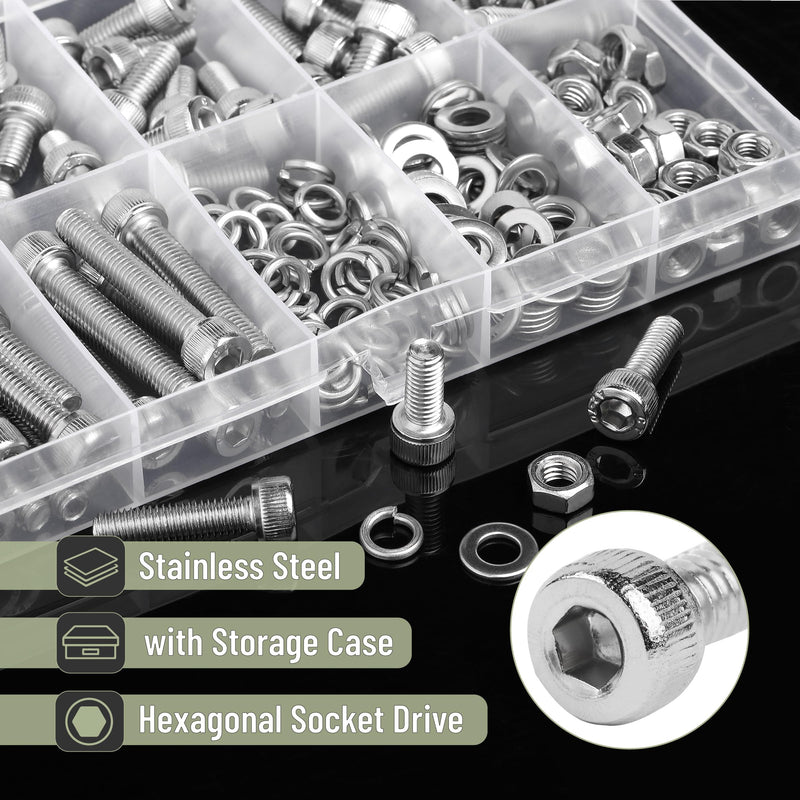 Mr. Pen- Nuts and Bolts Assortment Kit, 210 pcs, Stainless Steel, M5 Screws (7 Sizes 6-30mm) Hex Socket Head Cap Assorted Nuts and Bolts, Nut Bolt and Washer Assortment, Bolt and Nut Assortment