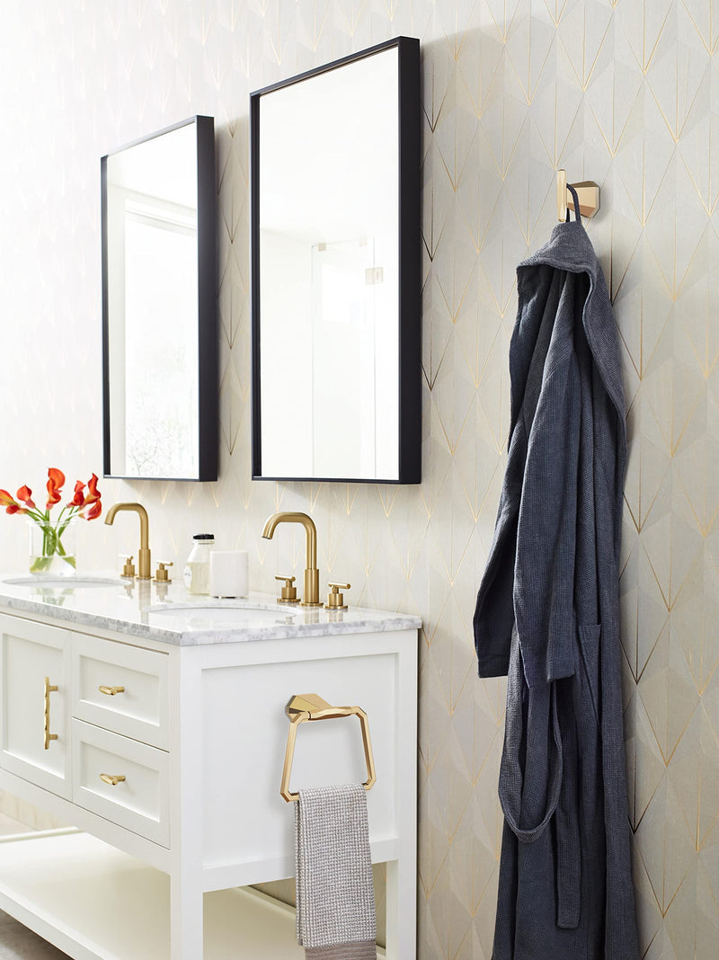 Amerock BH36042CZ | Champagne Bronze Towel Ring | 5-1/2 inch (140 mm) Width Towel Holder | St. Vincent | Hand Towel Holder for Bathroom Wall | Small Kitchen | Bath Accessories