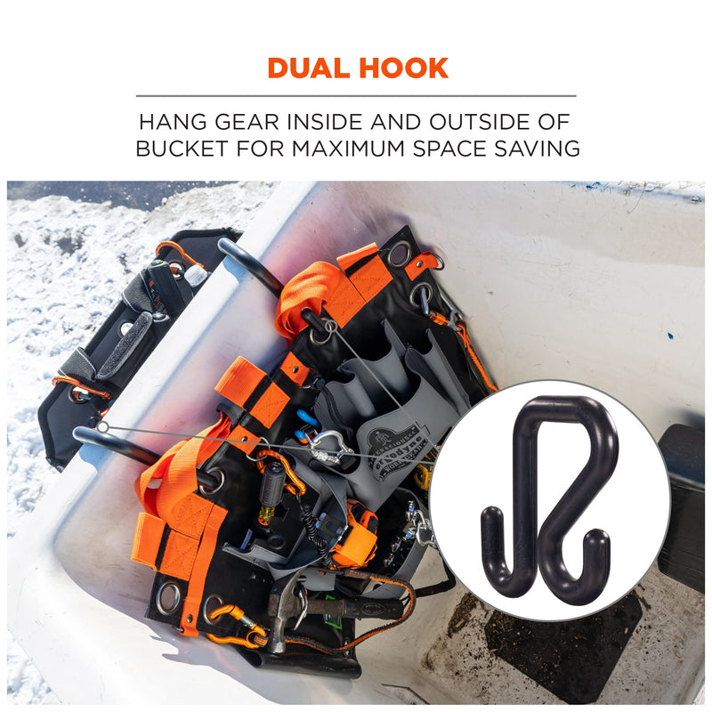 Ergodyne Squids 3179 Aerial Bucket Hook, Fits 2" Lip, Attach Tool Bags or Aprons to Buckets Each