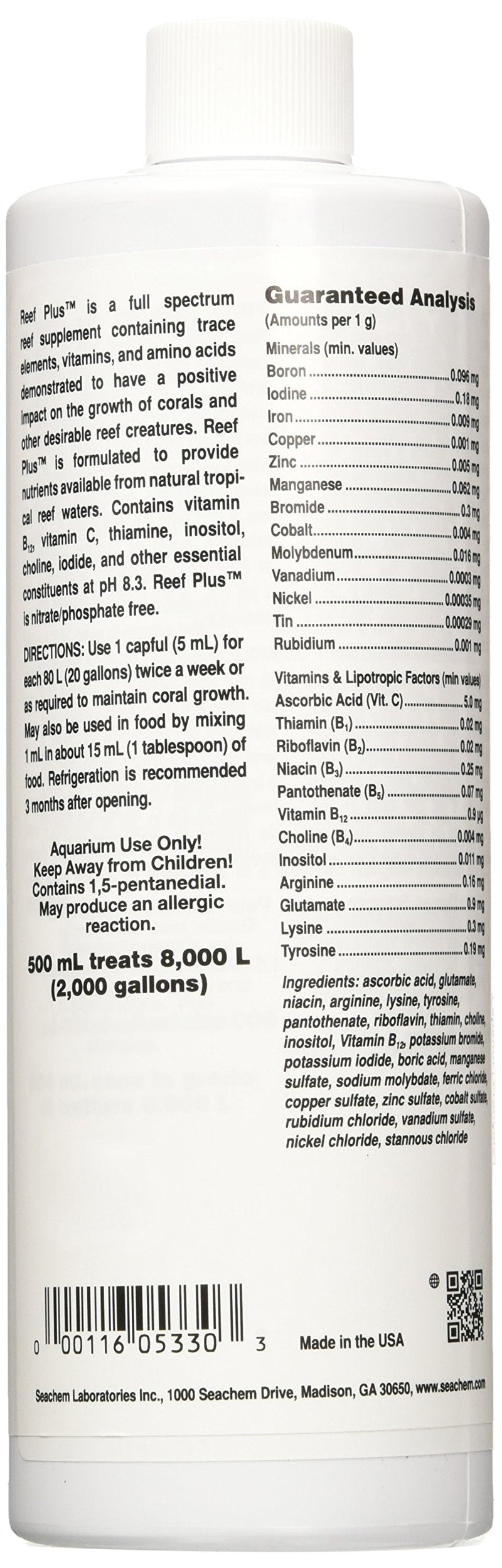 Seachem Reef Plus 500ml 250 mL, 500 mL, 4 L