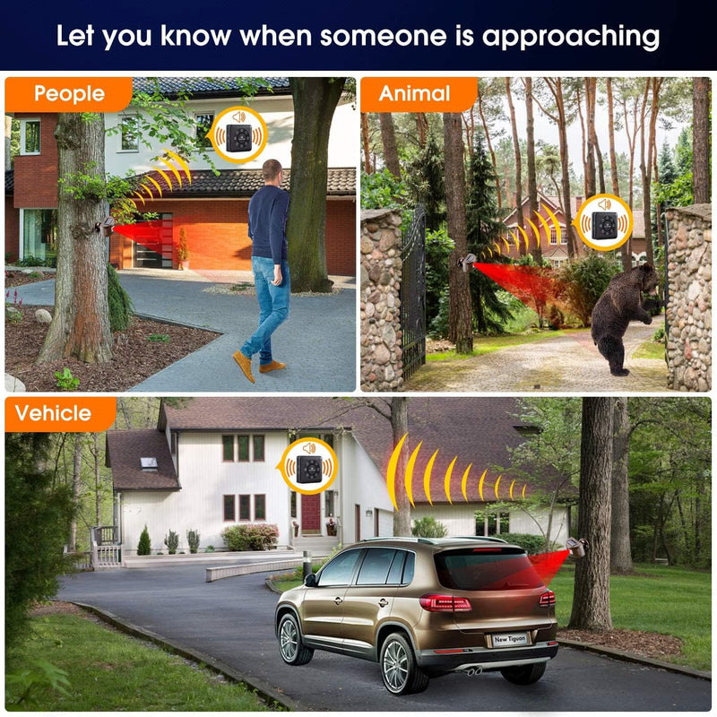 Solar Driveway Alarm Wireless Sensor System & Driveway Sensor Alert System Weatherproof Security Outdoor Motion Sensor & Detector 1receiver1sensor