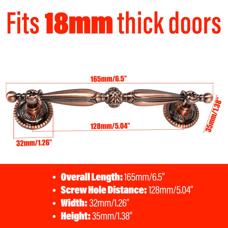 5 Packs of 5'' Bronze Vintage Cabinet Handles – Antique Copper Drawer Pulls, Euro Style Dresser Pull for Kitchen Furniture, Bedroom & Bathroom Hardware, 5''/128mm Hole Centers, 6.5 Inch Overall Length