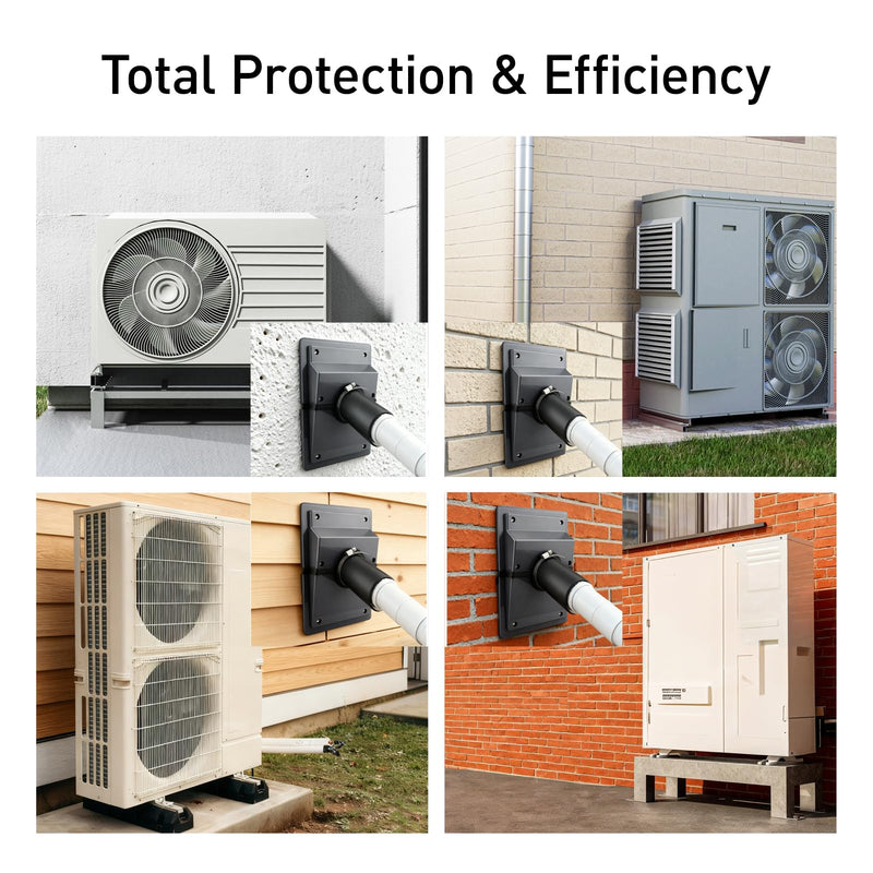 HVAC Wall Penetration and Line-Set Cover Kit, Separable AC Line Setting Wall Cover Plate Kit with Soft Gasket, Cover for Indoor and Outdoor Air Conditioner Systems (Grey, 2-3/8 in) Gray
