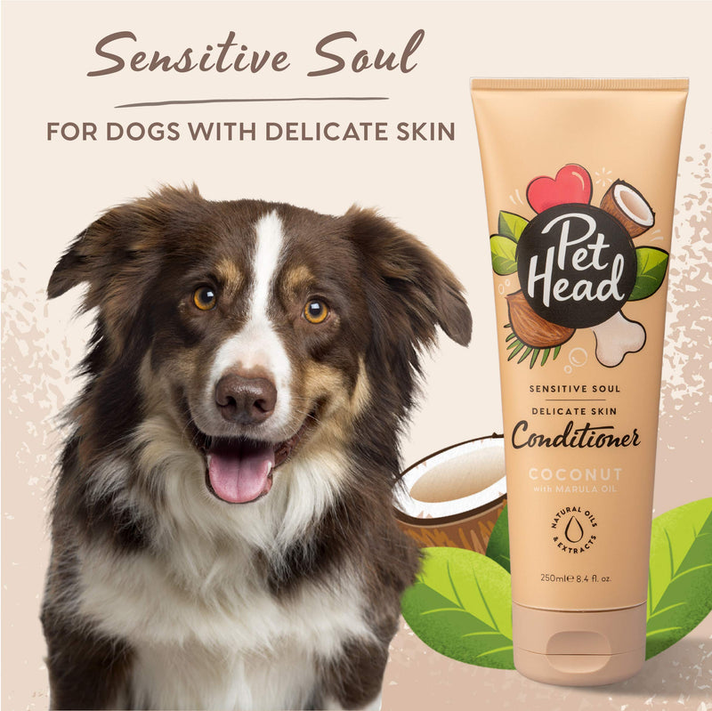 Pet Head Sensitive Soul Dog Conditioner | Coconut Scent | Conditioner for Dogs with Sensitive Skin | Professional Grooming | Vegan | pH-Neutral | Gentle Formula for Puppies | Made in USA | 8.4 fl. oz. - PawsPlanet Australia