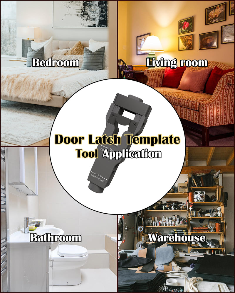 Door Latch Installation Kit, Mortise Tool Sharp and Sturdy, Easily Cut Template for Accurate Professional Installation & 1-3/4" or 1-3/8" Thick Door (Gray)