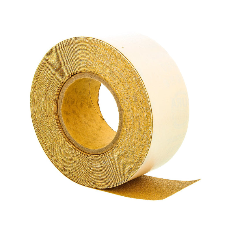 Dura-Gold Premium 80 Grit Gold PSA Longboard Sandpaper 20 Yard Long Continuous Roll, 2-3/4" Wide - Self Adhesive Stickyback Sandpaper for Automotive, Woodworking, Air File Sanders, Hand Sanding Blocks 80-Grit