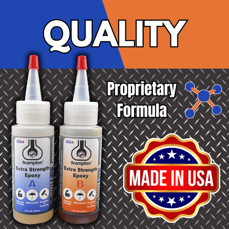 Brampton Extra Strength Epoxy - Epoxy Glue Kit for Metal, Wood, Tile, Most Plastics & More - 20 Minute Work Life - Strong, Durable, Waterproof, Sandable, and Paintable Epoxy Resin (4 oz Kit) 4 FL OZ KIT