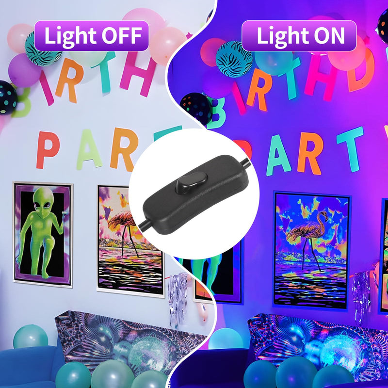 42W Black Light Bar with 5.25ft Cord and Switch, Light Up 23x23ft, Waterproof 40 LEDs Blacklights for Glow Party, Halloween Decor, Body Paint, Bedroom, Classroom 1 Pack 42W-1PACK