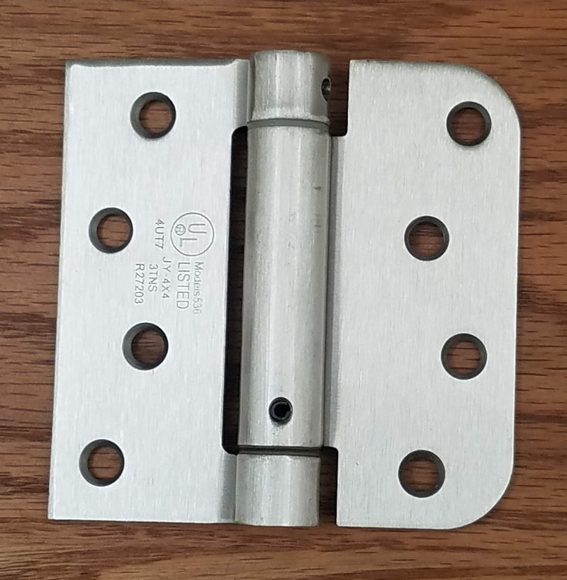 Hinge Outlet Spring Self-Closing Hinges, 4 Inch Square with 5/8 Inch Satin Nickel, 2 Pack, Adjustable Door Closing 4" x 4" with 5/8" Square radius (Pack of 2)