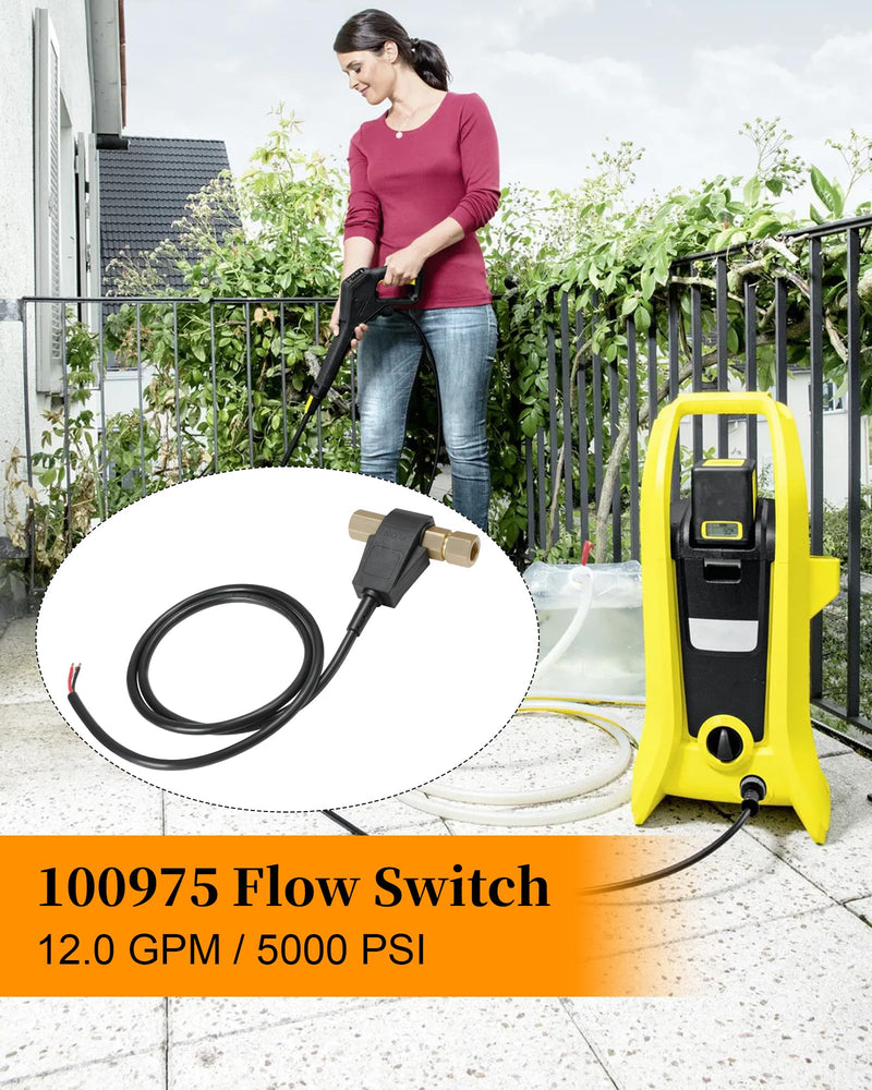 100975 Flow Switch for Pressure Washer, Flow Switch Fit for General Pump, 12.0 GPM, 5000 PSI, Mounts in Any Position