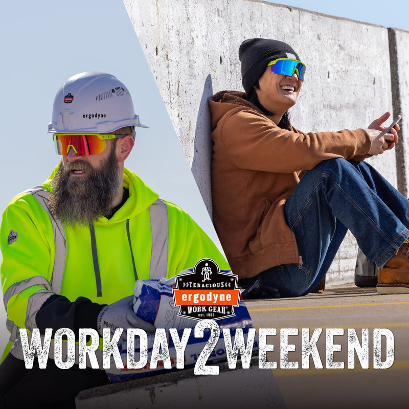 Ergodyne Skullerz AEGIR Anti Scratch Safety Sunglasses, Anti-Fog, ANSI z87.1 Lime Frame, Blue Mirror Lens