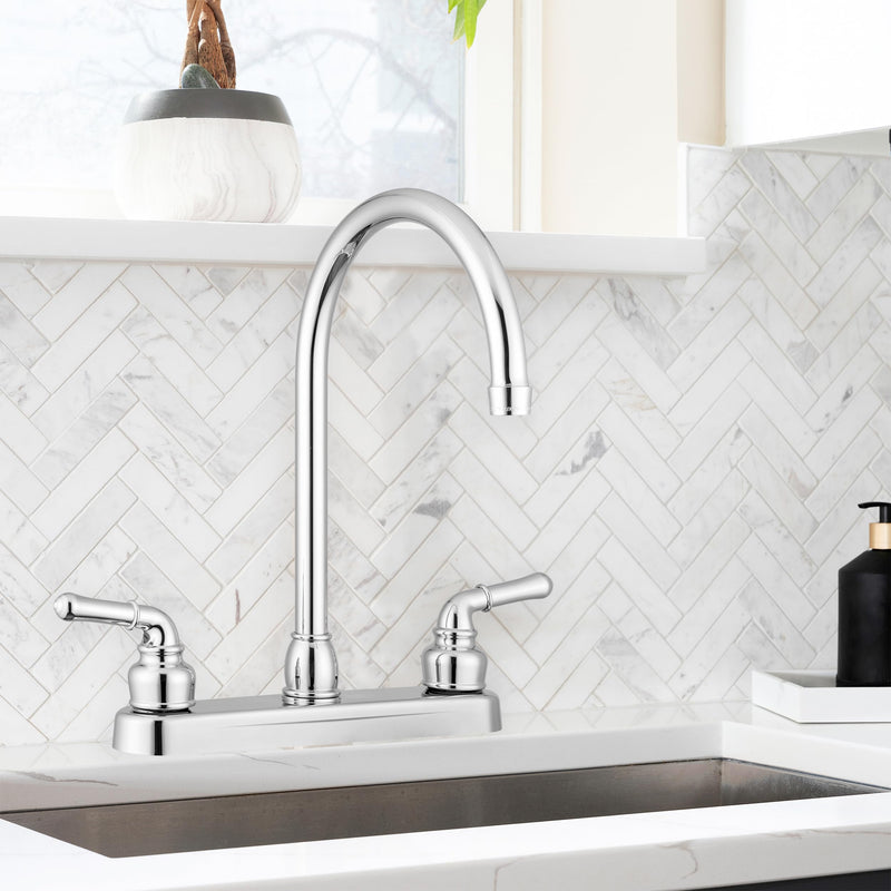 Pacific Bay Lynden Modern High Arc Kitchen Sink Faucet - Metallic Plating Over ABS Plastic - (Polished Chrome) Polished Chrome