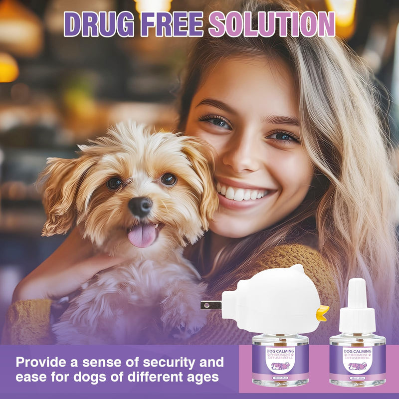 Dog Pheromones Calming Diffuser 3 in 1 Advanced Kit Appeasing Pheromone Diffuser to Calm Pet (1 Plug in+2x48ml Refill) for Anxiety Relieve Relief Reduce Aggression Fighting Stress (Tasteless) Tasteless