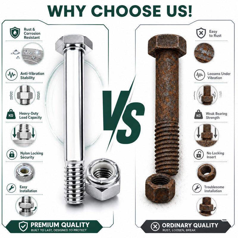 HKlanyue5/16 x18x2-9/100,Caster Wheel Bolt and nut， Carbon Steel, Galvanized, hex Head Screw, Suitable for handcarts, Replacement hub Bolt (100) 100