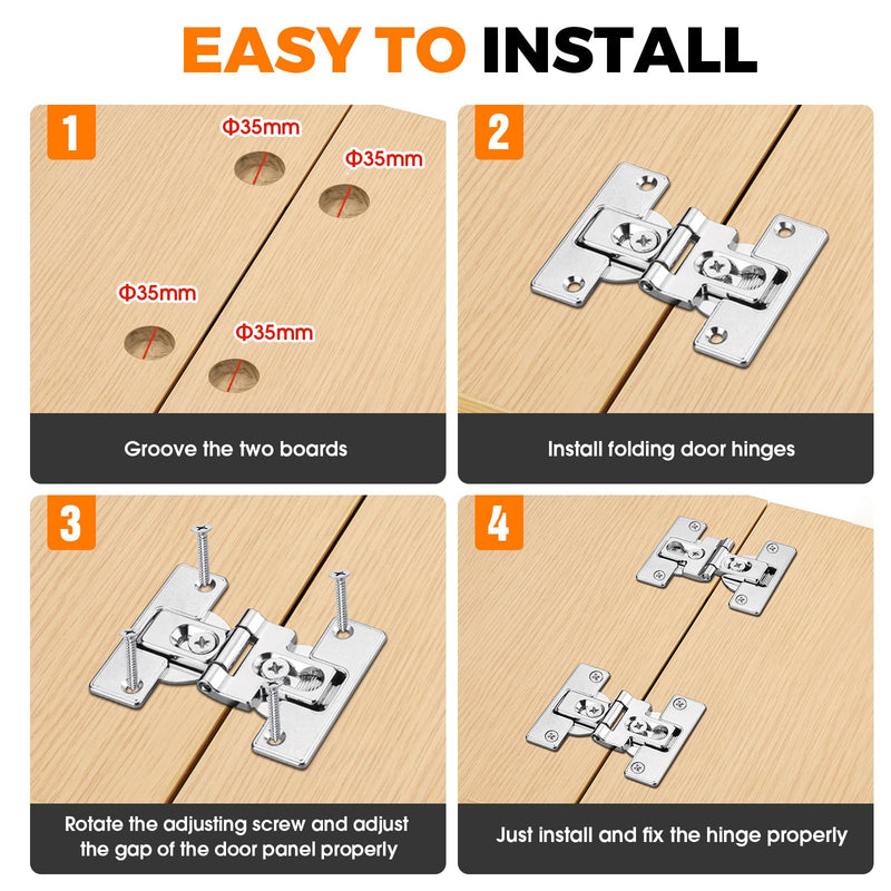 Bifold Hinges,Bifold Door Hinges,Folding Door Hinges,Folding Hinges,Bifold Cabinet Door Hinge,Double Cup Concealed Hinge for Cabinets,Closet and Furniture（6 Pack） 1